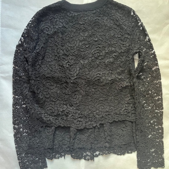 Tory Burch Merino Wool Lace Back Black Pull On Cocktail Sweater Top‎ Pullover - Picture 3 of 7
